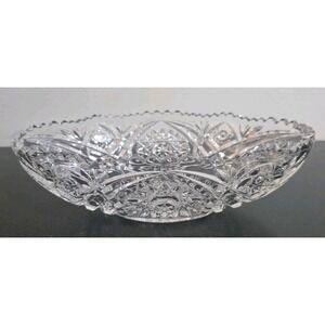 AMERICAN BRILLIANT CRYSTAL CUT Oval BOWL Dish Platter Decor